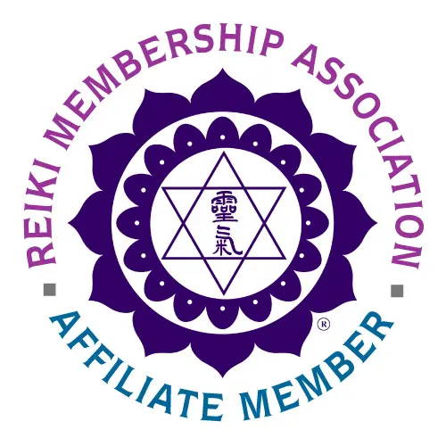 A circle with the reiki association logo in it.